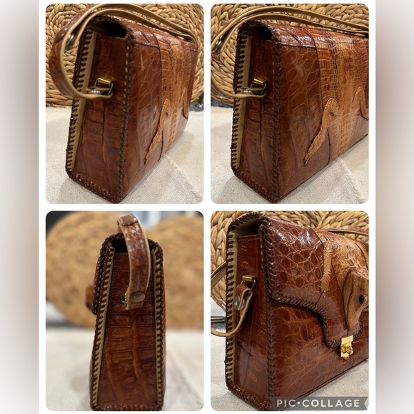 ✨VTG✨ 1950's Tourist Trade Alligator Purse Handbag w Taxidermy Baby Alligator - Picture 4 of 16